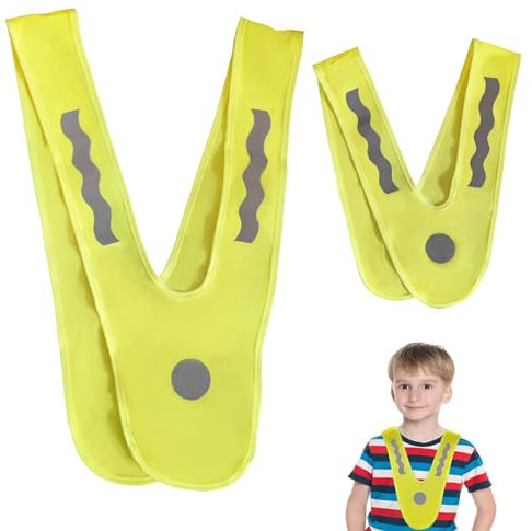 Leichte Warnweste, Warnweste kinder in V-Form, Gelbe Reflektierende Weste, stark reflektierende Sicherheitsweste kinder, Erwachsene Reflektierende Kragen Reflektoren Lauf Sicherheitsweste, Waschbar