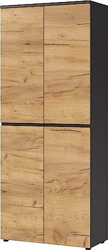 Aktenschrank GW-Lissabon, mit Zwei Türen und Vier verstellbaren Einlegeböden, griffloses Design, 80 x 197 x 40 cm (BxHxT)