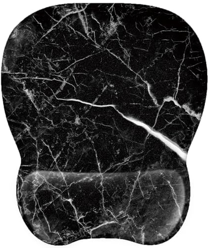 EooCoo Tappetino Mouse con Comodo Supporto per Il Polso, Gaming Mousepad Ergonomico con Poggiapolsi in Memory Foam, Resistente all'Usura, Ufficio Mouse Pad, Accessori Scrivania, Texture Marmo Nero