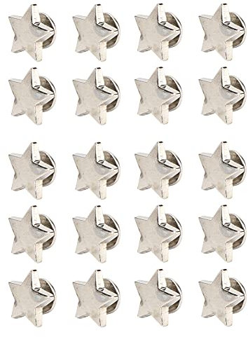 Nieten in Sternform, Knopf, Pentagramm, Sterne, Zubehör, Taschen, Dekoration, Nieten, Schuhe, Kleidung, 20 Stück, Halsbänder, DIY-Niete, Lederhandwerksnieten (flaches Silber)