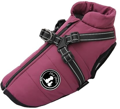 Hundejacke Winterweste Jacken Hundemantel Hundepullover Haustier Skifahren Kostüm Ärmellose Baumwolle Gepolsterte Weste Mit Brustgurt Gurt (Lila, S)