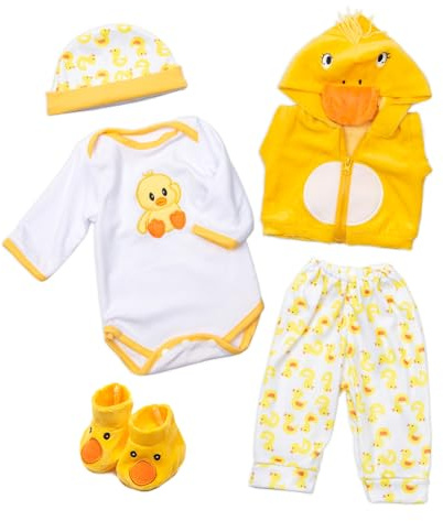 Babyfere Reborn Baby Doll Clothes Yellow Duck Outfits for 16-18 Inch Baby Doll,17 Inch Reborn Newborn Baby Doll Clothes Accessories Girl & Boy