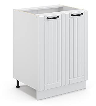Vicco Midischrank Fame-Line, Weiß Landhaus/Weiß, 60 x 81.6 cm ohne Arbeitsplatte