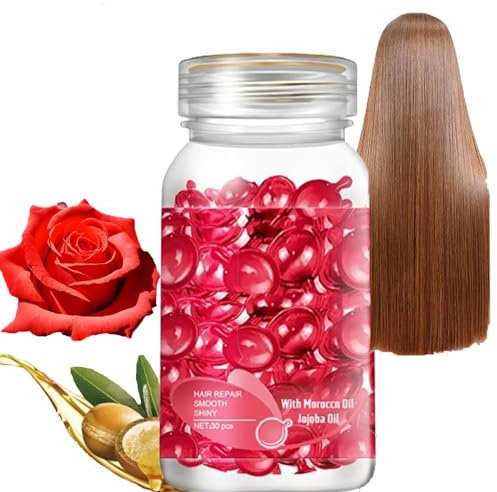 JJKTO Hair Vitamin Serum Capsule, Hair Serum Growth Oilwith Moroccan Vitamins A, C, E And B5, Restores Dry Frizzy Hair,Repair Damaged And Smooth Shiny Hair Macadamia & Avocado Oil