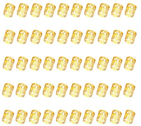 50 PCS haarschmuck gold,50 Stück Gold-Haarschmuck für Zöpfe,Perlen Flechtet Haar Schmuck,Haaranhänger für Frauen, Metall-Gold-Zöpfe, dreadlocks schmuck damen,haar ringe,haarringe für zöpfe