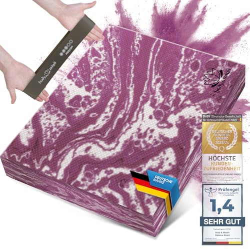 Body & Mind® Balance-Pad; Rutschfestes Balanceboard Weichschaum-Kissen; 40 x 29 cm Balancekissen für Stabilität & Koordination Physio-Training hilft die Tiefenmuskulatur zu Stärken (Violett)