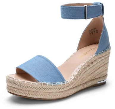 DREAM PAIRS Sandales Compensé Femme Espadrilles Plateforme à Bout Ouvert, Sandales Été Chic avec Bride Cheville, Chaussures de Plage et Mariage Confortables