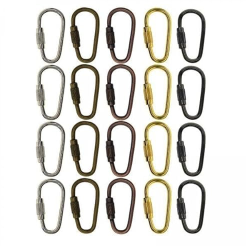 Badiman 4x 20x Mini Clip di Bloccaggio in Acciaio Fibbia di Bloccaggio a Vite D Moschettoni Moschettoni