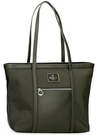 Pepe Jeans Christine Bolso Tote Verde 40X29X14 cms Poliéster con Detalles en Piel Sintética by Joumma Bags