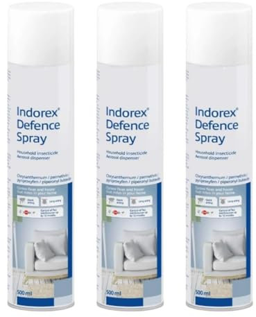 Indorex 3 Pcs Flea Spray for The Home 500ML | Indorex Household Flea Spray | Home Gard Flea - Use on Carpets & Home Furniture | Active on Adult Fleas, Larvae & Eggs.