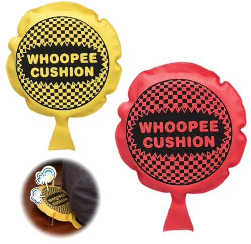 NHQZ 2 Pièces Auto-Gonflant Coussin Péteur, Coussin Peteur Enfant, pour Farces et Créer Atmosphère, avec Fous rires garantis chez Les Enfants, Les Adultes et Toute la Famille, Jaune et rouge