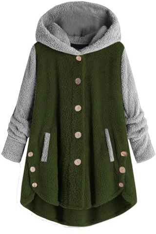 Manteau Mi Long Femme Aviateur Veste Long Manteaux Sport Court Hiver Chaud Polaire Interieur Capuche Duffle Chaude Mode Femme Hiver 2025 Peluche Veste Laine Bouillie Vert M
