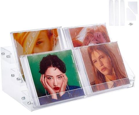 HOBBIESAY 3Layers CD Storage Organizer Nail Polishes Organizer Rack Acrylic Makeup Display Shelf CD Cases Cosmetic Storage Holder Stand Clear Cosmetic Display Shelf for DVD Case Makeup Jewelry