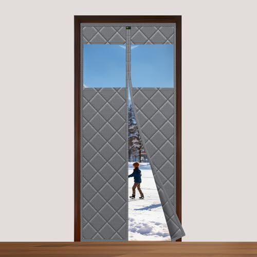 Sekey Rideau de porte magnétique - 80 x 200 cm - Protection thermique - Imperméable - Coupe-vent - Économie d'énergie - Avec fenêtre