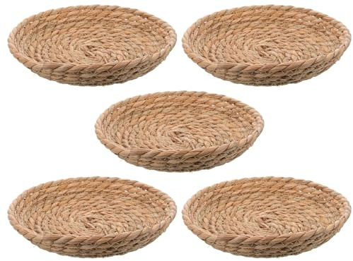 Gatuida Nido de Pájaro de Paja Tejida para Gallinas, Ponedero Pequeño de 19-21 Cm, Cama Natural para Cría y Jaulas, Accesorio Decorativo para Aves de Corral, Set de 5 Unidades