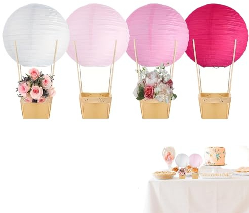Linternas de papel con globo de aire caliente, decoraciones de globos de aire caliente - Decoraciones de baby shower de globo de - Decoración de mesa creativa para Navidad, cumpleaños, r