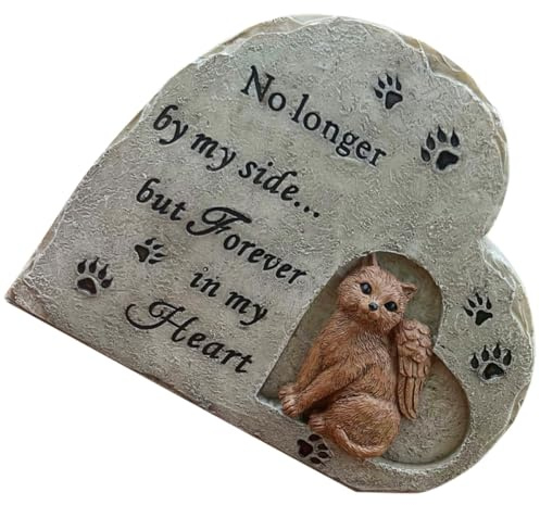 Abaodam Statue Délicate en Résine de Chat pour Mémorial, Plaque Commémorative Extérieure pour Animaux de Compagnie, pour Jardin et Souvenir Apaisant
