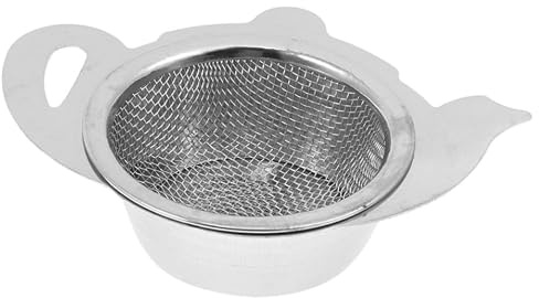 Alasum Filtro per Tè in Acciaio Inossidabile con Doppie Maniglie, Rete Fine, Facile da Pulire, Separatore di Foglie per Uso Domestico e Cerimonia del Tè