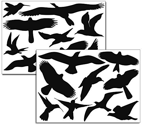 ewtshop® Vogelaufkleber für Fenster, Wintergärten, Glashäuser zum Vogelschutz, Warnvogel Vogel-Silhouetten, Schutz vor Vogelschlag, Fensterschutz