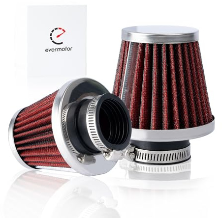 Evermotor Universal Rosso Filtro aria a doppio strato in acciaio per moto quad Scooter ATV Quad 42mm 43mm 44mm