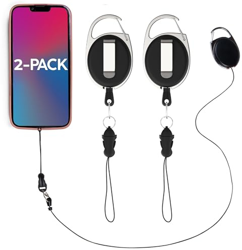 Phone Assured Retractable Phone Tether (2-Pack) – Durable Clip-on Leash for Anti-Drop & Anti-Theft Security