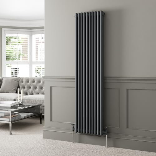 DuraTherm® 1800 x 470mm Anthracite Grey Traditional Vertical Designer Radiator Triple Column Colosseum Cast Iron Style Central Heating Panel Radiators Rad