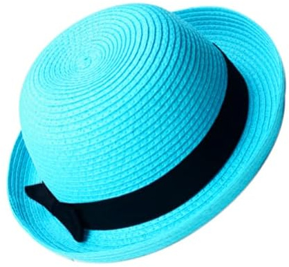 STOBOK Foldable Hat Dome Cap Bowknot Hat Roll-up Beach s Women's s & Caps Summer s for Men Womens Sun Visor s Straw Beach Summer Straw Women Dress Soft Blue