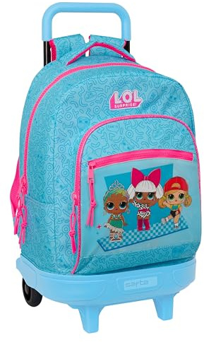 LOL Surprise Divas Großer Rucksack mit Rädern, kompakt, abnehmbar, ideal für Kinder verschiedener Altersgruppen, bequem und vielseitig, Qualität und Widerstandsfähigkeit, 33 x 22 x 45 cm, Blau, blau,