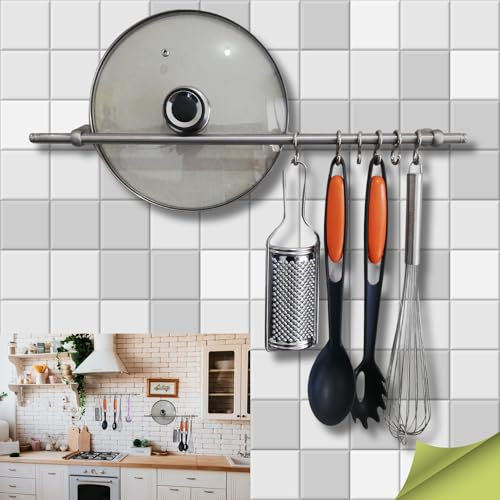 parpyon Porta Utensili da Cucina con Ganci, Barra Portautensili Cucina in Acciaio Inox Porta Mestoli da Cucina per Gadget da Cucina Coperchio Mestolo (60CM)