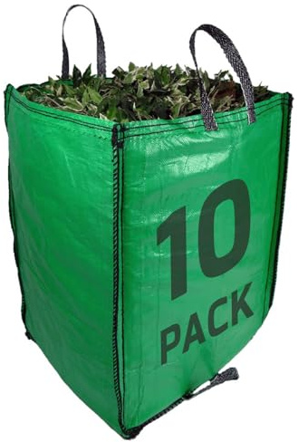 JUMBO Garden Waste Bags 272 Litre - PREMIUM GRADE - Industrial Fabric and Handles - Heavy Duty Garden/Green Waste Sacks (10 Sacks)