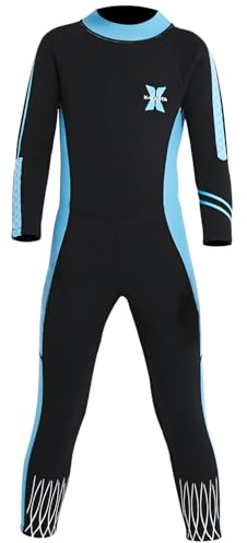 Muta in neoprene per bambini per ragazzi e ragazze, a maniche lunghe, 2,5 mm, in neoprene, tuta piena bagnata in acqua fredda per nuoto, surf, immersioni subacquee 2XL
