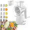 Cheese Grater Rotary Shredder, 5 in 1 Hand Crank Vegetable Slicer with 10 Interchangeable Blades and Handle and Storage Box for Potato, Carrot, Cheese, Chocolate, Vegetable (Milky White)