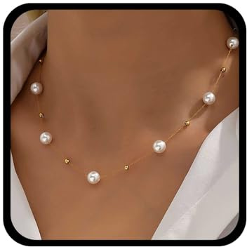 Cybche Boho Collar De Perlas Flotantes Gargantilla Collar De Cadena De Perlas De Oro collares De Perla Blancas collares De Cadena De Perla gargantilla De Cuentas De Boda colgante De cuenta