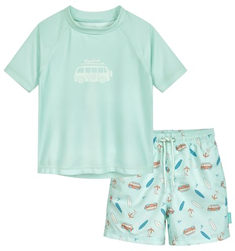 Playshoes Jungen Zweiteiler Rash-Guard-Set, Surf-Bus Shorts, 110-116