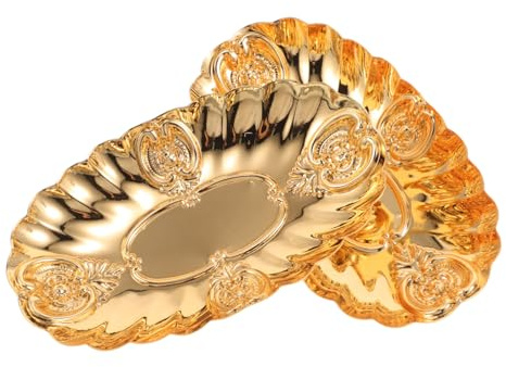 NESTINGHO Set 2 Pezzi Vassoio per Gioielli in Ferro Vintage Oro, Portagioie Elegante Design Compatto per Organizzazione di Anelli Collane e Orecchini su Vanità