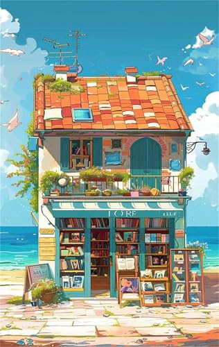 Puzzle 1000 Pieces Cottage sur Plage, Jeux éducatif Défi Jouets Puzzles Classiques, Parfaitement Emboîtable Lettres au Dos, pour Vous Faciliter Le Travail pour Hommes Femmes Plus âgés 75 x 50 cm
