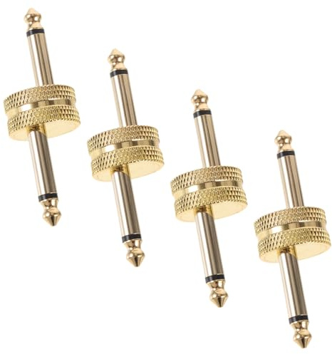 IMIKEYA Connettore a pedale per chitarra placcato in oro 6,35 mm, doppio adattatore per patch cavo, 4 pezzi, accessori per pedaliera effetti e collegamento audio