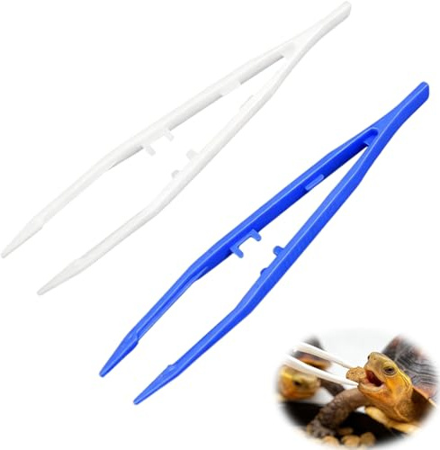 SMNHQQYY 2 Pcs Reptiles Feeding Tweezer Plastic Tweezers, Anti-Slip Reptile Feeding Tongs, Plastic Tweezers Equipped with Feeding Bottle Cap for Kids Handmade DIY Crafts
