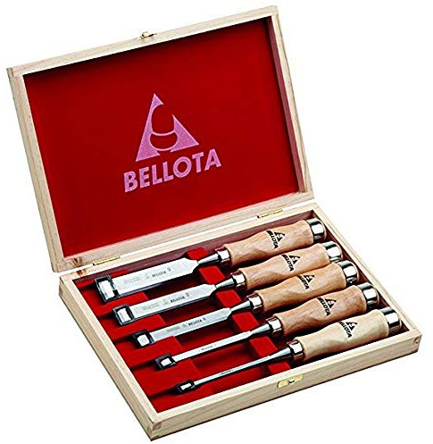 Bellota 8910 - Formones para madera Kit 5 con mango de madera