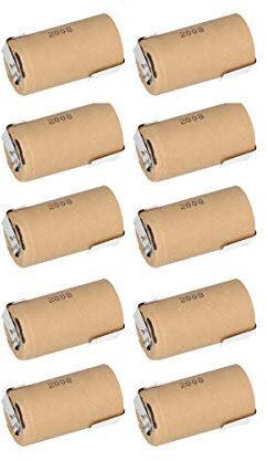 10 pilas Sub C de 3000 mAh / 1,2 V / NIMH con bandera de soldadura Z - células de marca de alto rendimiento en calidad industrial AKKUman Set