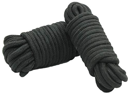 16 Feet 5 M/ 33 Feet 10M/66 Feet 20M Multipurpose Soft Twisted Cotton Durable Long Rope Strap(2 pcs) (Black, 10 M)