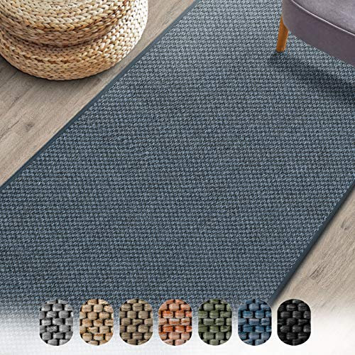 Floordirekt Teppich-Läufer Sabang 80 x 250 cm, Blau - Sisaloptik - Wohnteppich oder Läufer - Langlebig & strapazierfähig