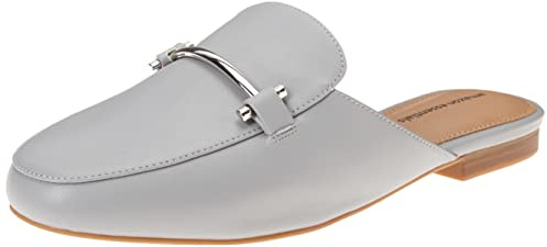 Amazon Essentials Women's Slip-on Backless Buckle Mule Loafer, Beige Crocodile Leather, Grey, 9