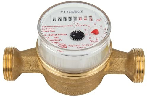 JS ETW - Contador de inyección (agua caliente) hasta 90 grados, longitud 130 mm, 1 pulgada AG - Q3 = 4,0 / R40