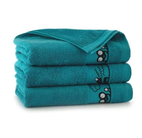 ZWOLTEX Handtuch mit Motiven für Kinder Jugendliche I Badetuch Kind | kleines Handtuch | Erstausstattung Baby | Kleinkind | Ägyptische Baumwolle I Made IN EU I Augen - Aruba (30x50 + 50x70 + 70x130)