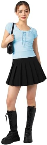 L S U Girls Skirts Girls School Skirts Ladies Skirt Drop Waist All Round Pleated Skirt Black Grey Navy (as8, Numeric, Numeric_10, Regular, Regular, Black)