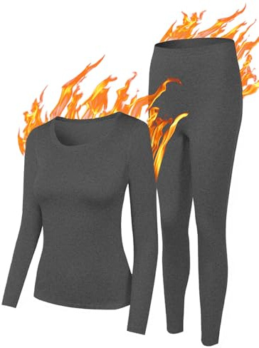 YADIFEN Thermal Underwear Set Womens Ultra Soft Base Layers Warm Ladies | Long Sleeve Tops & Long Johns Fleece Lined Leggings For Ski, Winter
