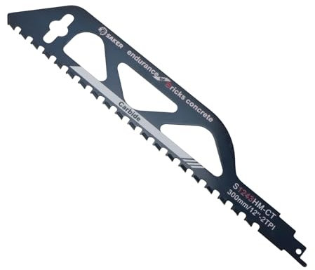 Anevios Lame de Scie Sabre, Lame Scie Sabre Brique S1243HM, Longueur 305 mm Accessoires de Scie Sabre pour Béton Cellulaire, Brique, Béton, Pierre, Plaque de Ciment
