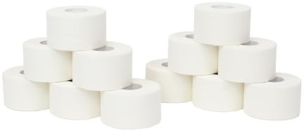 Cinta adhesiva deportiva Tape 3,8cm x 10m. Pack de 12 unidades. Tape ideal para deporte, rehabilitacion y fitness. Marca Vendari (Blanco)