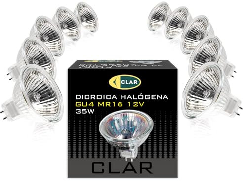 CLAR - Ampoule 35W, 12V, Spot 12V, Lampe Halogene, Ampoule GU4, Halogene, Pack 10